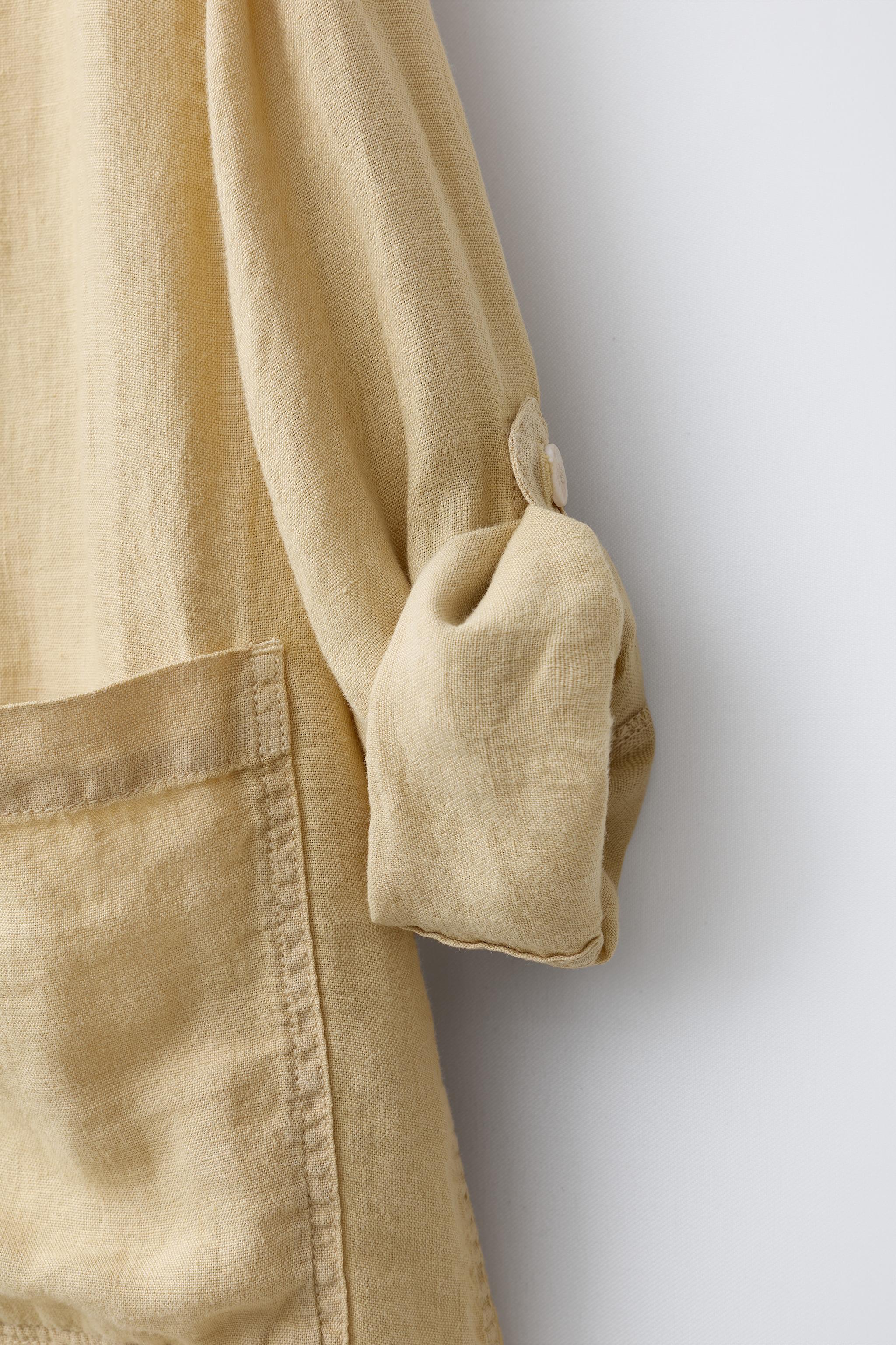 100% LINEN HOODED OVERSHIRT